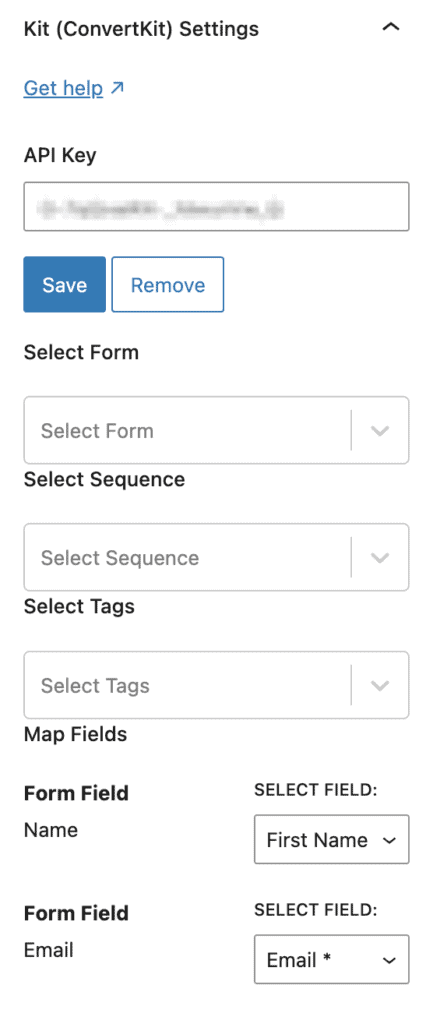 Kadence Kit Settings